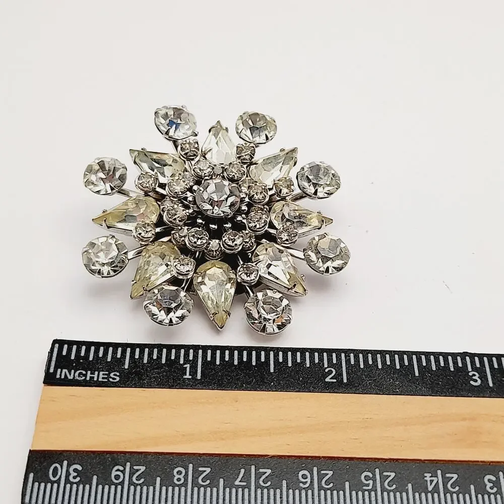 Vintage 1950s Unsigned Wedding Brooch, Riveted Three Dimensional Flower Pin - Picture 9 of 10